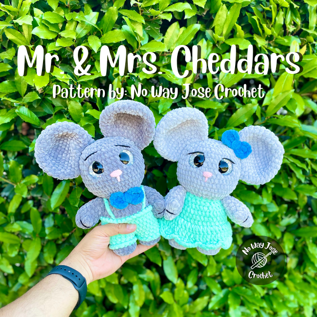 Mr. & Mrs. Cheddars Crochet Pattern | Amigurumi Mouse Plush Pattern | Beginner Friendly Plushie | PDF Download