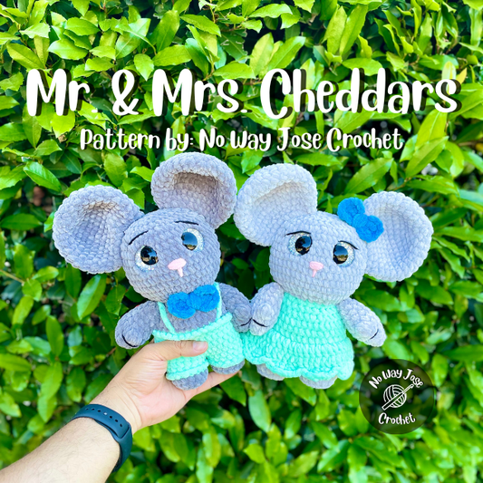Mr. & Mrs. Cheddars Crochet Pattern | Amigurumi Mouse Plush Pattern | Beginner Friendly Plushie | PDF Download
