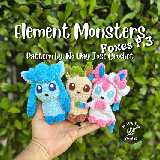 Element Monsters Foxes P.3 - Ice, Fairy & Leaf, Amigurumi Pattern PDF